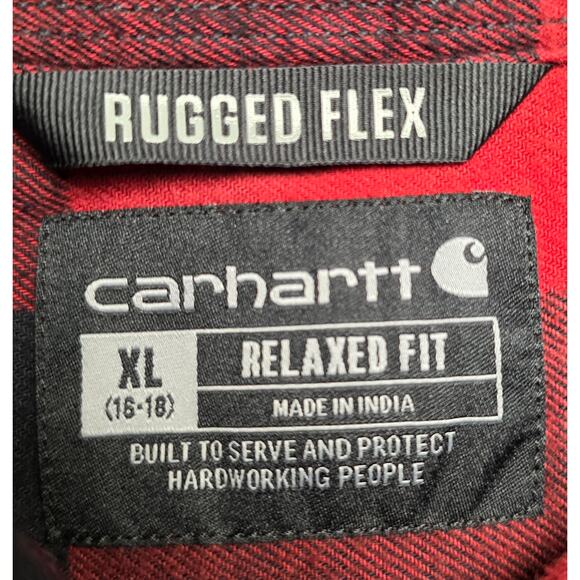 Carhartt Women XL Rugged Flex Fit Midweight Flannel Tunic Top Side Pockets Plaid - Picture 4 of 10
